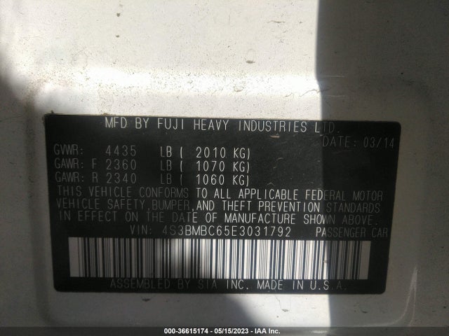 4S3BMBC65E3031792 Subaru Legacy 2.5i Premium