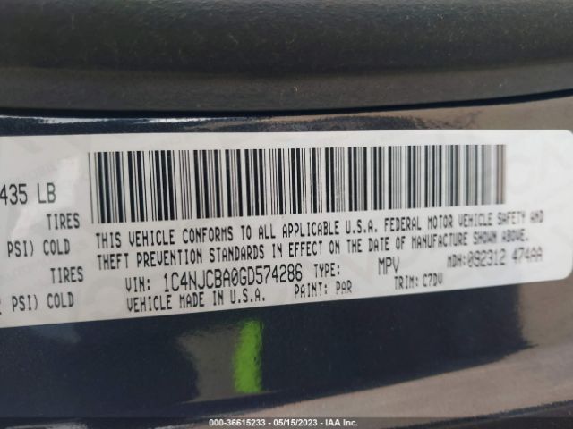 1C4NJCBA0GD574286 Jeep Compass Sport