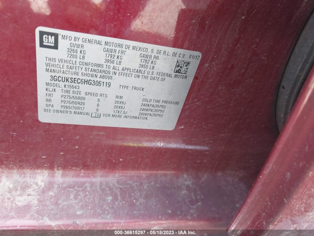 Chevrolet Silverado 1500 Ltz 2017 3GCUKSEC6HG306119 Image 9