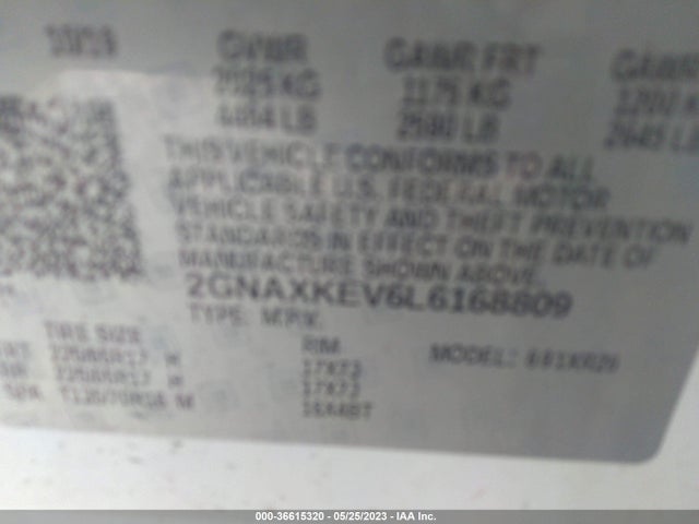 Chevrolet EQUINOX LT 2020 2GNAXKEV6L6168809 Image 9