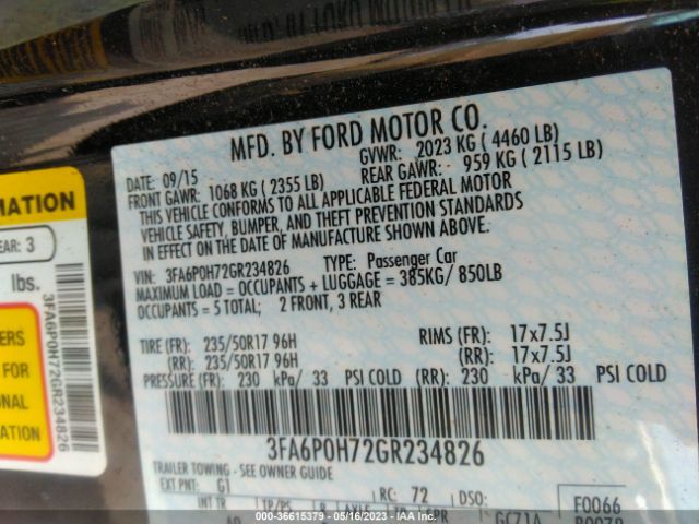 3FA6P0H72GR234826 Ford FUSION SE