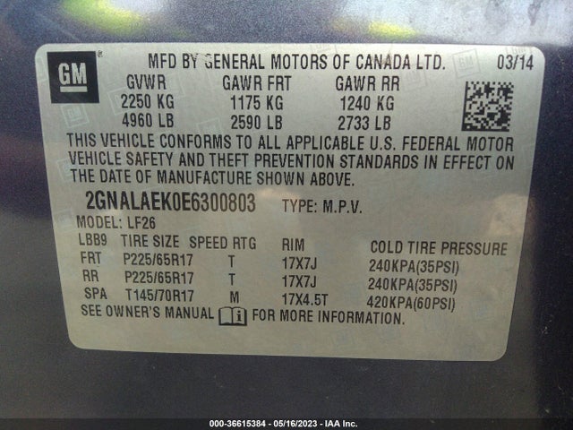 Chevrolet EQUINOX LS 2014 2GNALAEK0E6300803 Image 9