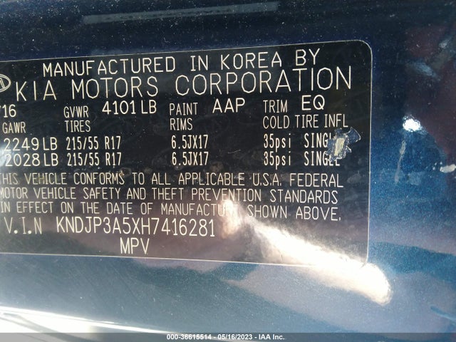 KIA SOUL + 2017 KNDJP3A5XH7416281 Image 11
