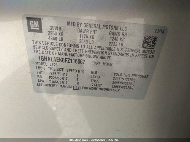 Chevrolet EQUINOX LS 2015 1GNALAEK8FZ116067 Image 10