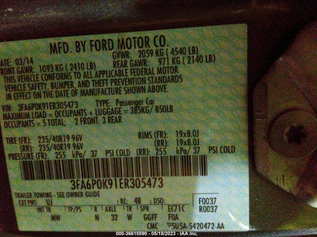3FA6P0K91ER305473 Ford Fusion Titanium