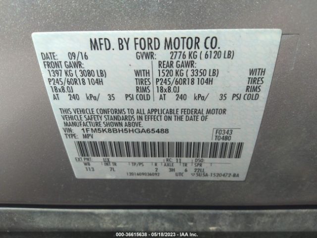1FM5K8BH5HGA65488 Ford Explorer Base