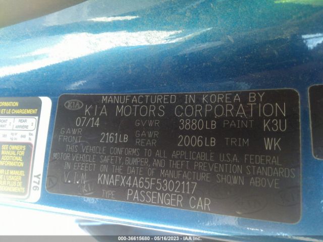 KNAFX4A65F5302117 KIA FORTE LX