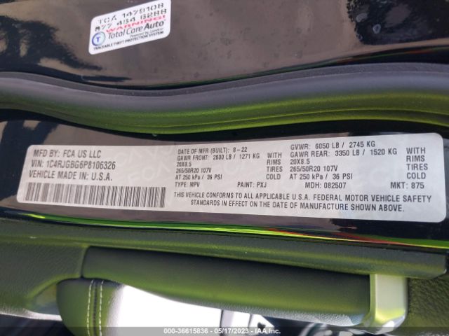 1C4RJGBG6P8106326 Jeep Grand Cherokee Limited