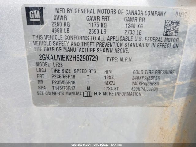 2GKALMEK2H6290729 GMC Terrain Sle