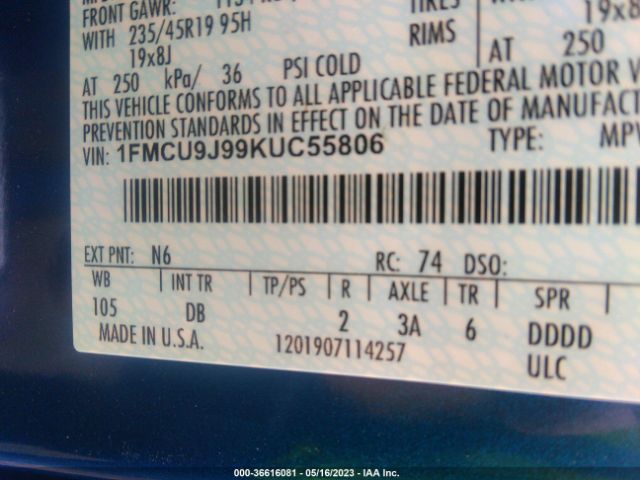 1FMCU9J99KUC55806 Ford Escape Titanium
