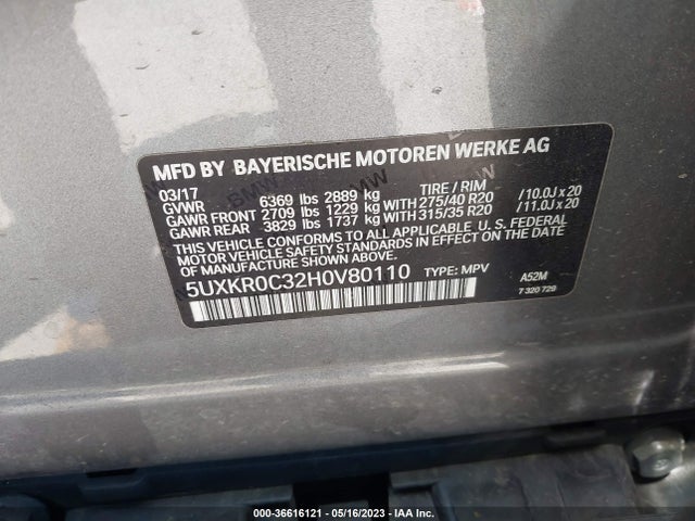 BMW X5 Xdrive35i 2017 5UXKR0C32H0V80110 Image 9