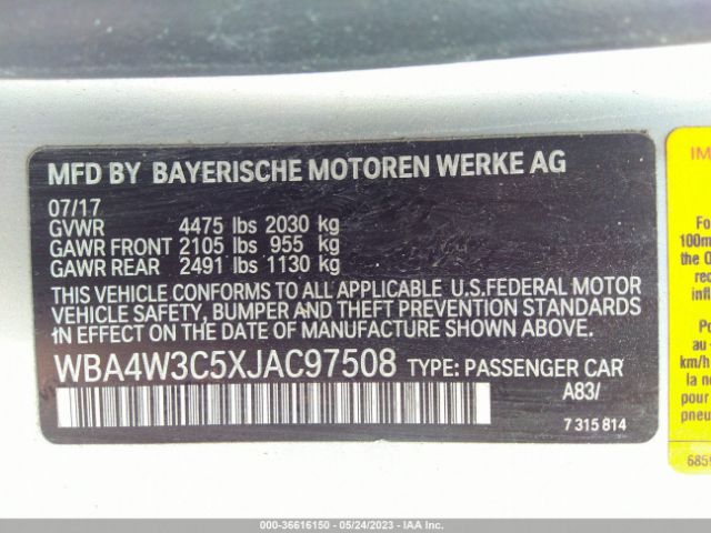 WBA4W3C5XJAC97508 BMW 4 Series 430i
