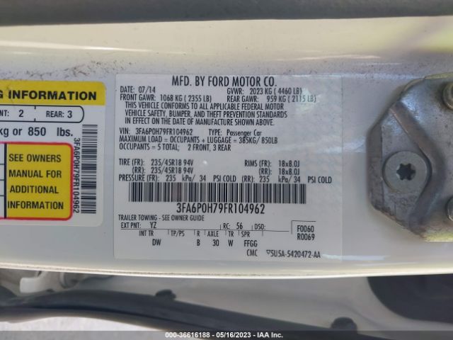 3FA6P0H79FR104962 Ford FUSION SE