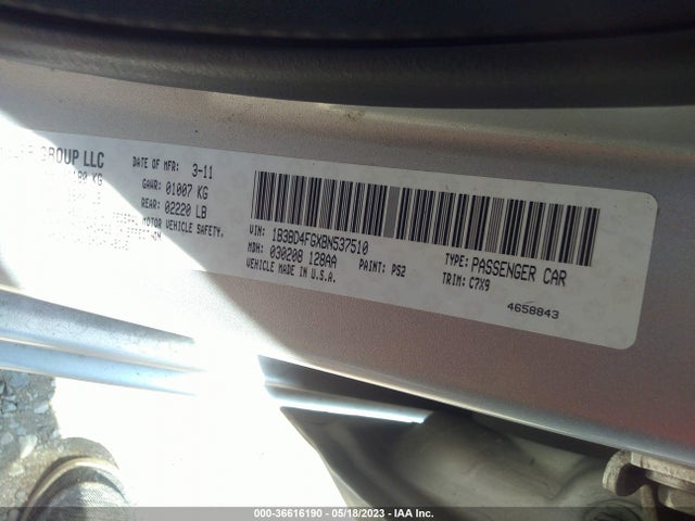2011 DODGE AVENGER EXPRESS VIN: 1B3BD4FGXBN537510