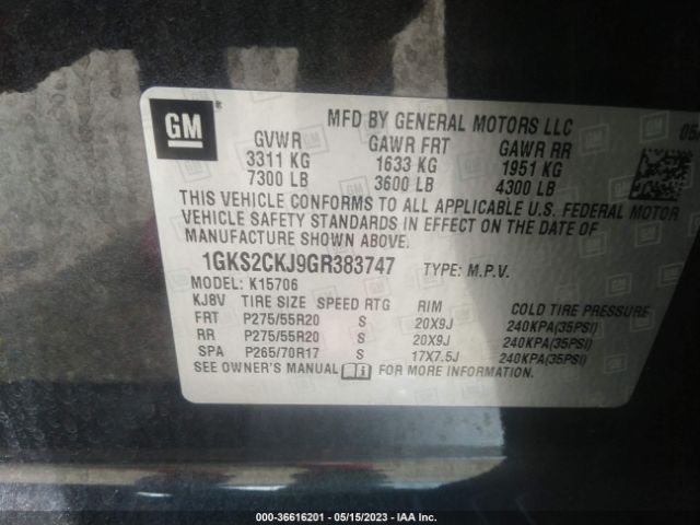 1GKS2CKJ9GR383747 GMC YUKON DENALI
