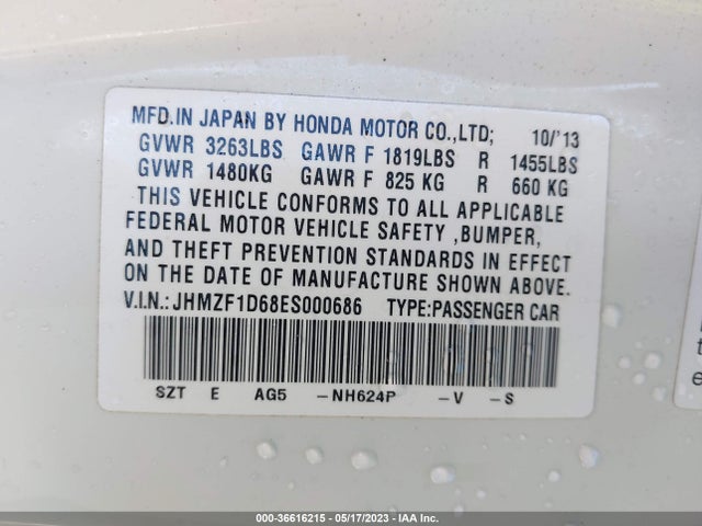 2014 Honda CR-Z, VIN: JHMZF1D68ES000686