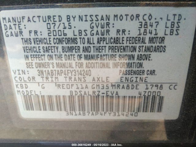3N1AB7AP4FY314240 Nissan SENTRA SR