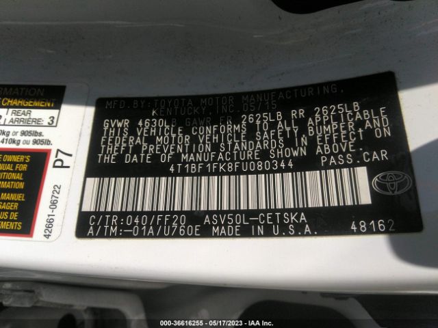 Toyota Camry Xle/se/le/xse 2015 4T1BF1FK8FU080344 Image 11