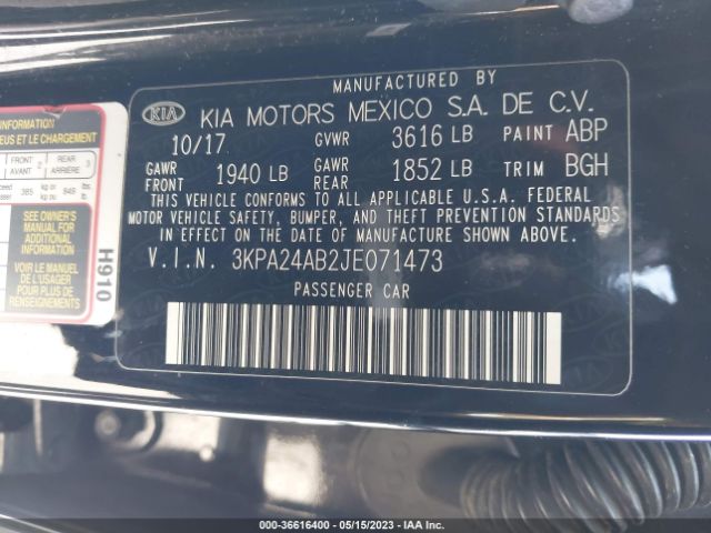 3KPA24AB2JE071473 KIA RIO LX