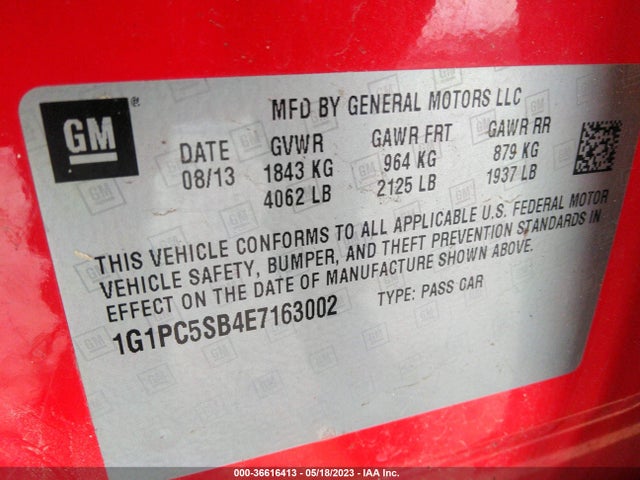 Chevrolet Cruze 1lt 2014 1G1PC5SB4E7163002 Image 10