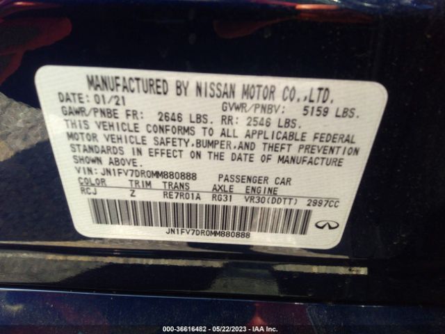 Infiniti Q50 Red Sport 400 2021 JN1FV7DR0MM880888 Image 11
