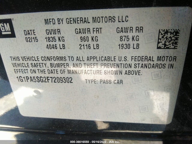 Chevrolet CRUZE LS 2015 1G1PA5SG2F7209302 Image 10
