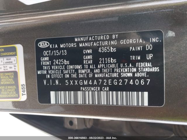 5XXGM4A72EG274067 KIA Optima Lx