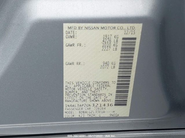 1N4AL3AP2GN321436 Nissan Altima 2.5 S
