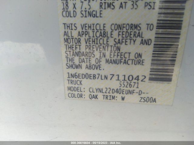 1N6ED0EB7LN711042 Nissan Frontier Sv