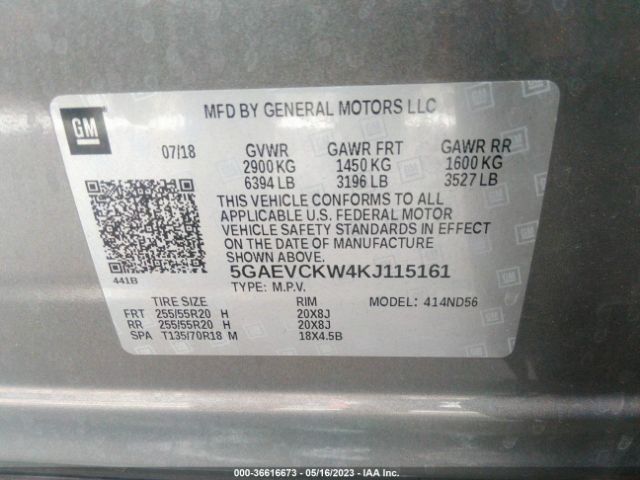 5GAEVCKW4KJ115161 Buick Enclave