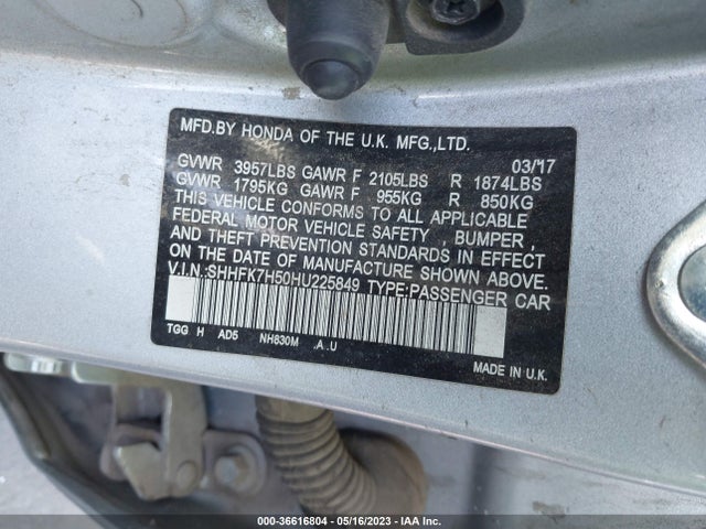 Honda Civic Hatchback Ex 2017 SHHFK7H50HU225849 Image 9