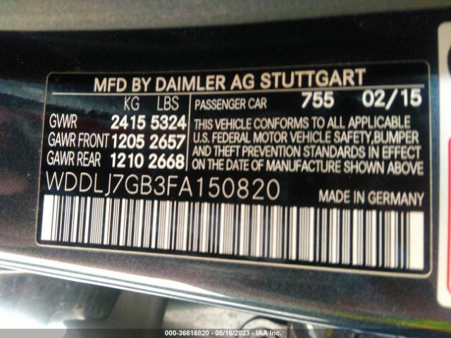 WDDLJ7GB3FA150820 Mercedes-Benz Cls-class Cls 63 Amg S-model