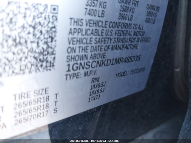 Chevrolet Tahoe Lt 2021 1GNSCNKD1MR485335 Image 9
