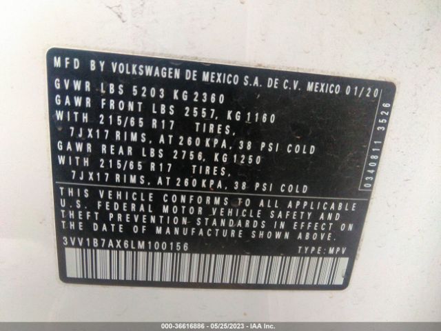 Volkswagen TIGUAN S 2020 3VV1B7AX6LM100156 Image 11