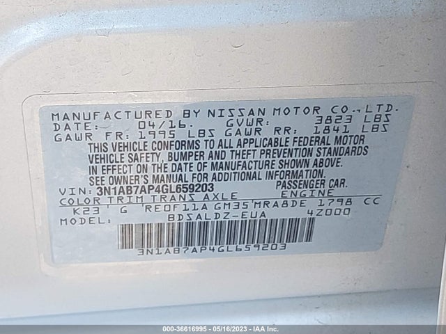 Nissan SENTRA SV 2016 3N1AB7AP4GL659203 Image 11