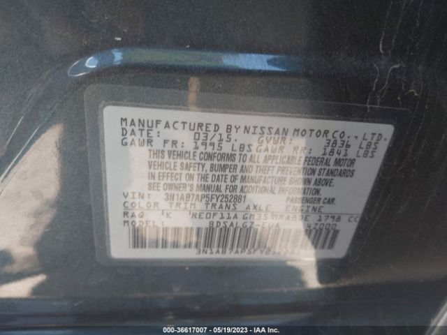 3N1AB7AP5FY252881 Nissan SENTRA SL
