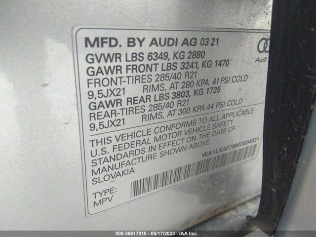 WA1LXAF76MD034021 Audi Q7 Premium Plus