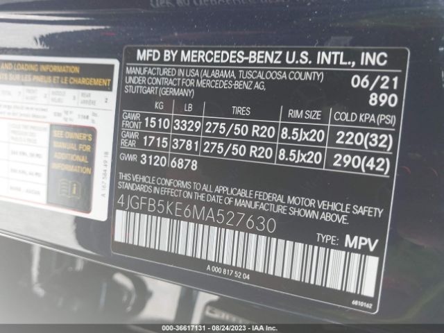 4JGFB5KE6MA527630 Mercedes-Benz Gle Gle 450