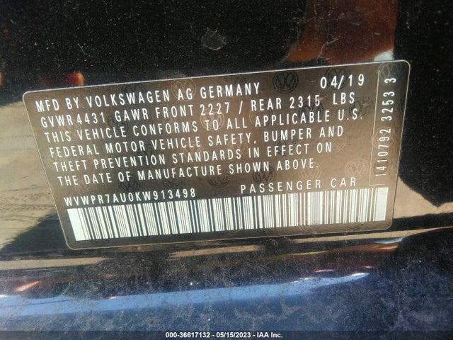 WVWPR7AU0KW913498 Volkswagen E-golf Sel Premium