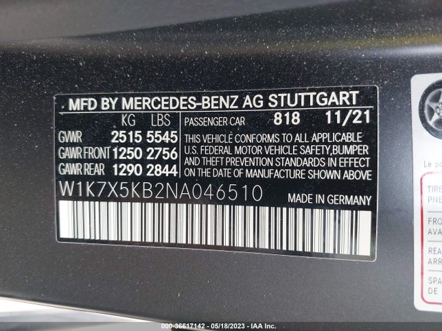 2022 Mercedes-Benz AMG GT, VIN: W1K7X5KB2NA046510