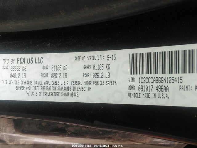 1C3CCCAB6GN125415 Chrysler 200 Limited