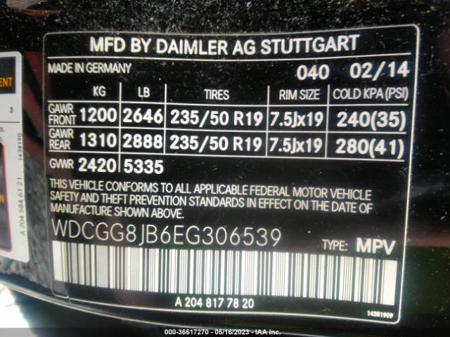 WDCGG8JB6EG306539 Mercedes-Benz Glk-class Glk 350