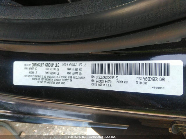 2012 DODGE AVENGER SE V6 VIN: 1C3CDZAG2CN256122