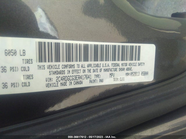 2014 DODGE GRAND CARAVAN SXT 30TH ANNIVERSARY VIN: 2C4RDGCG3ER417641