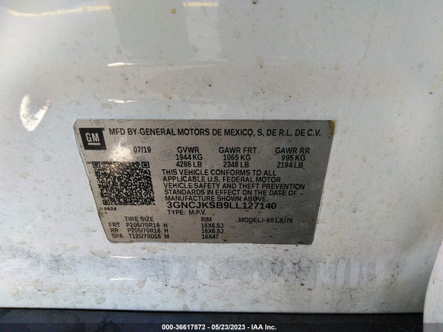 Chevrolet TRAX LS 2020 3GNCJKSB9LL127140 Image 9