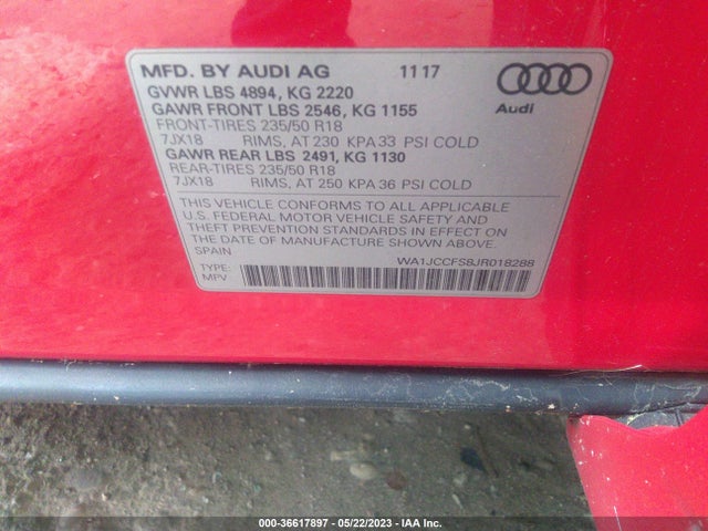 WA1JCCFS8JR018288 Audi Q3 Premium Plus