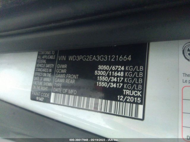 WD3PG2EA3G3121664 Mercedes-Benz METRIS CARGO VAN