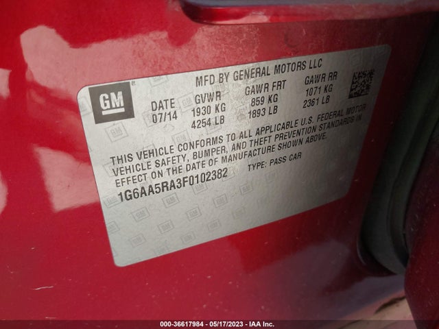 1G6AA5RA3F0102382 Cadillac Ats Sedan Standard Rwd