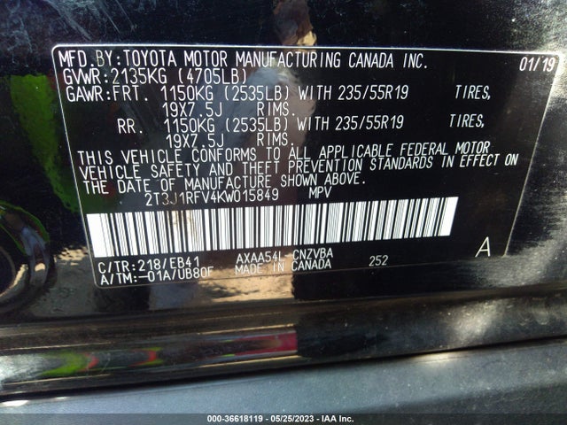 Toyota Rav4 Adventure 2019 2T3J1RFV4KW015849 Image 11
