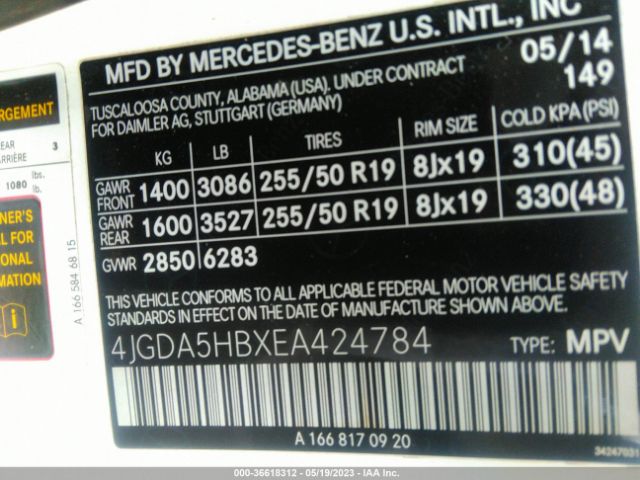 4JGDA5HBXEA424784 Mercedes-Benz M-class Ml 350